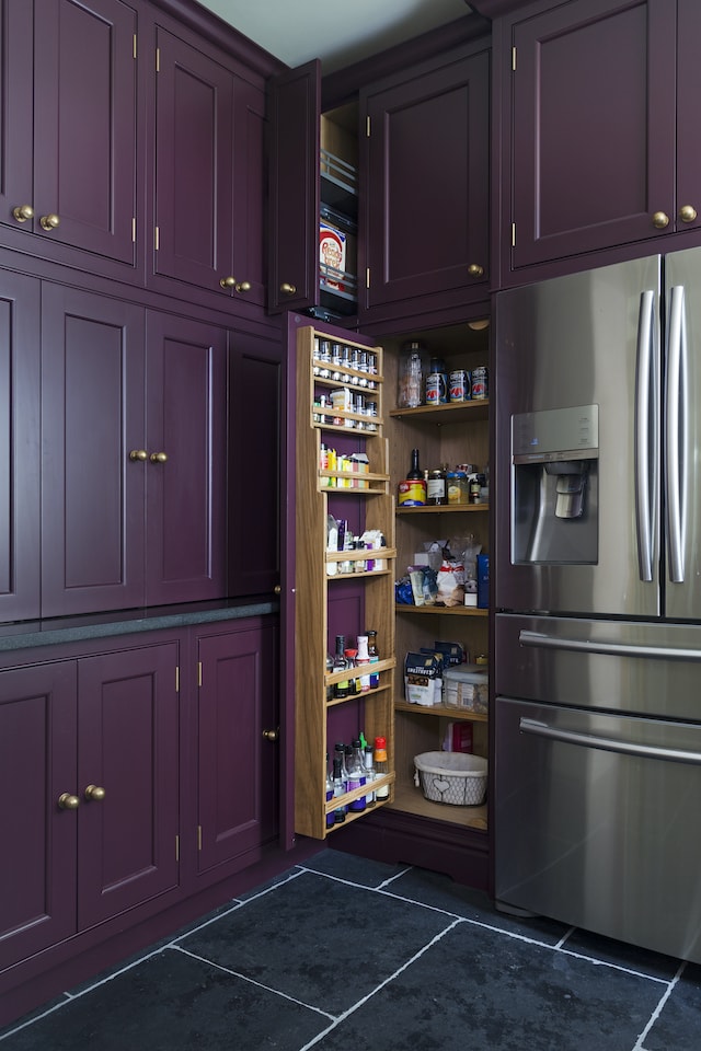 larder unit in modern purple kitchen