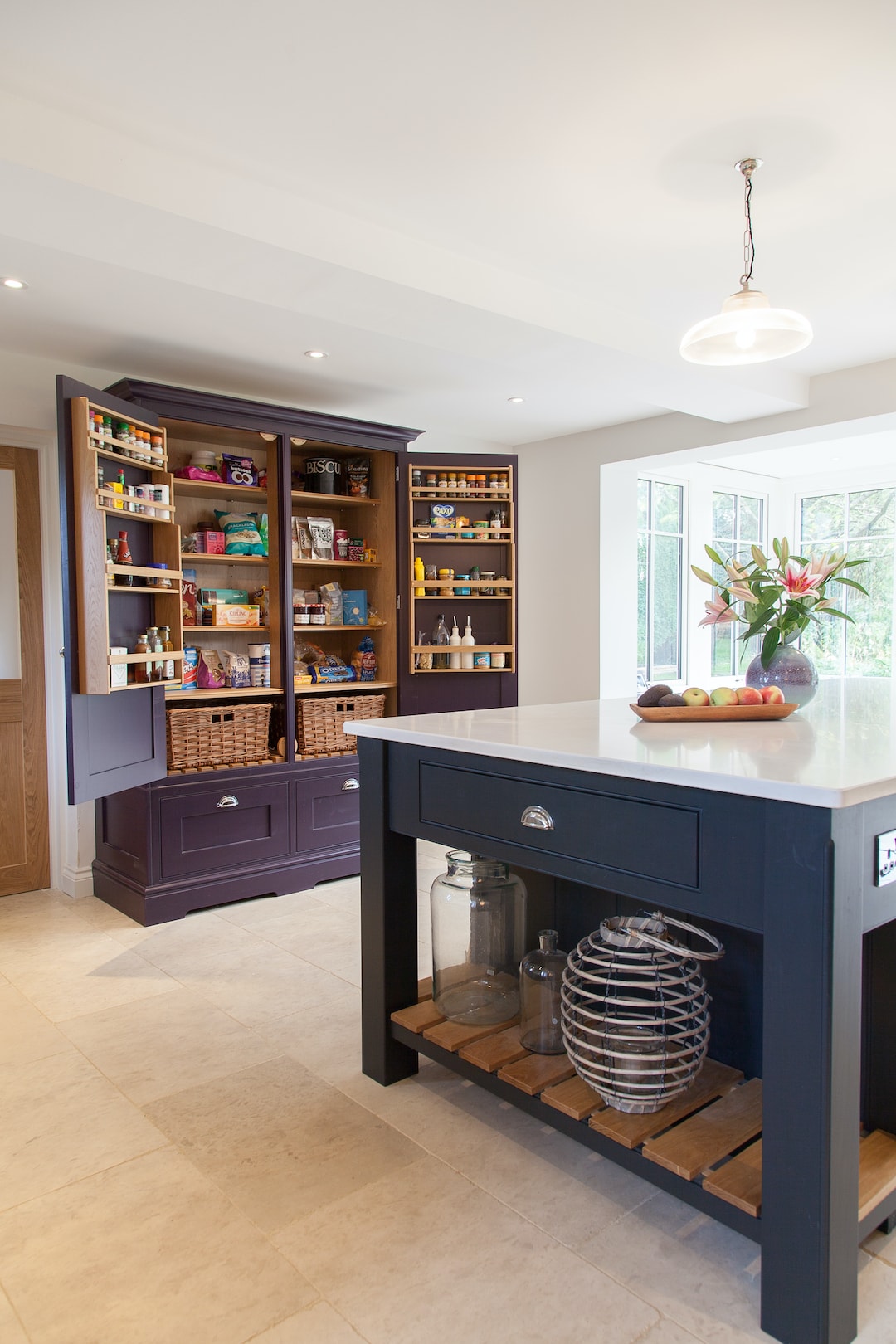 Larder Cupboard open in a beautiful modern kitchen design | Lewis Alderson